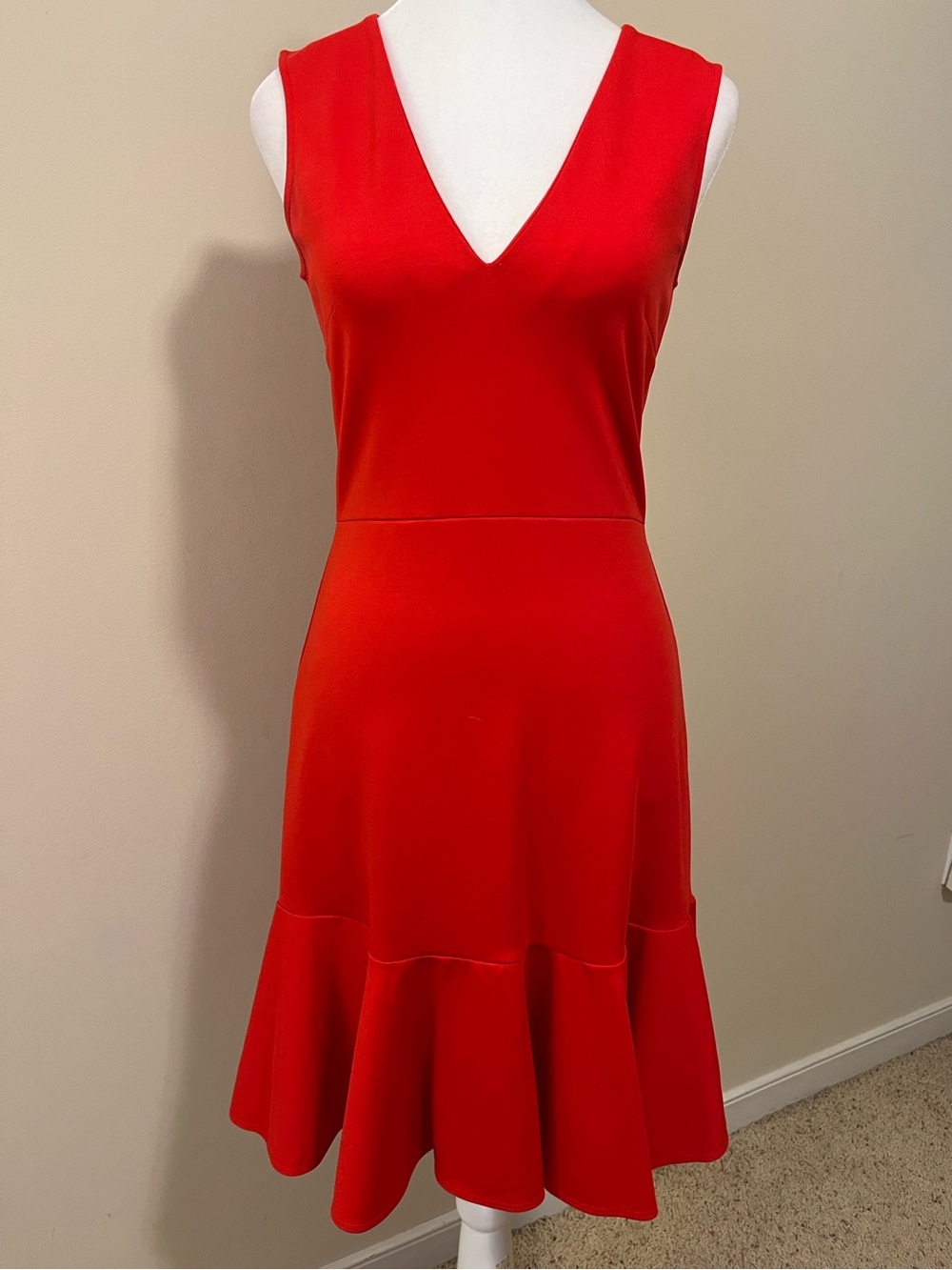J. Crew Sleeveless V-Neck Red Midi Dress
